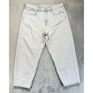 Gap Barrel‎ High Rise Jeans Women's Light Wash Blue Denim 33/16R Distress "Read"